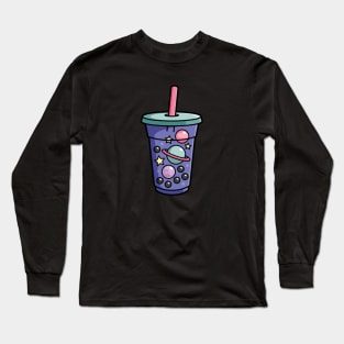 Kawaii Bubble Tea in Space Long Sleeve T-Shirt